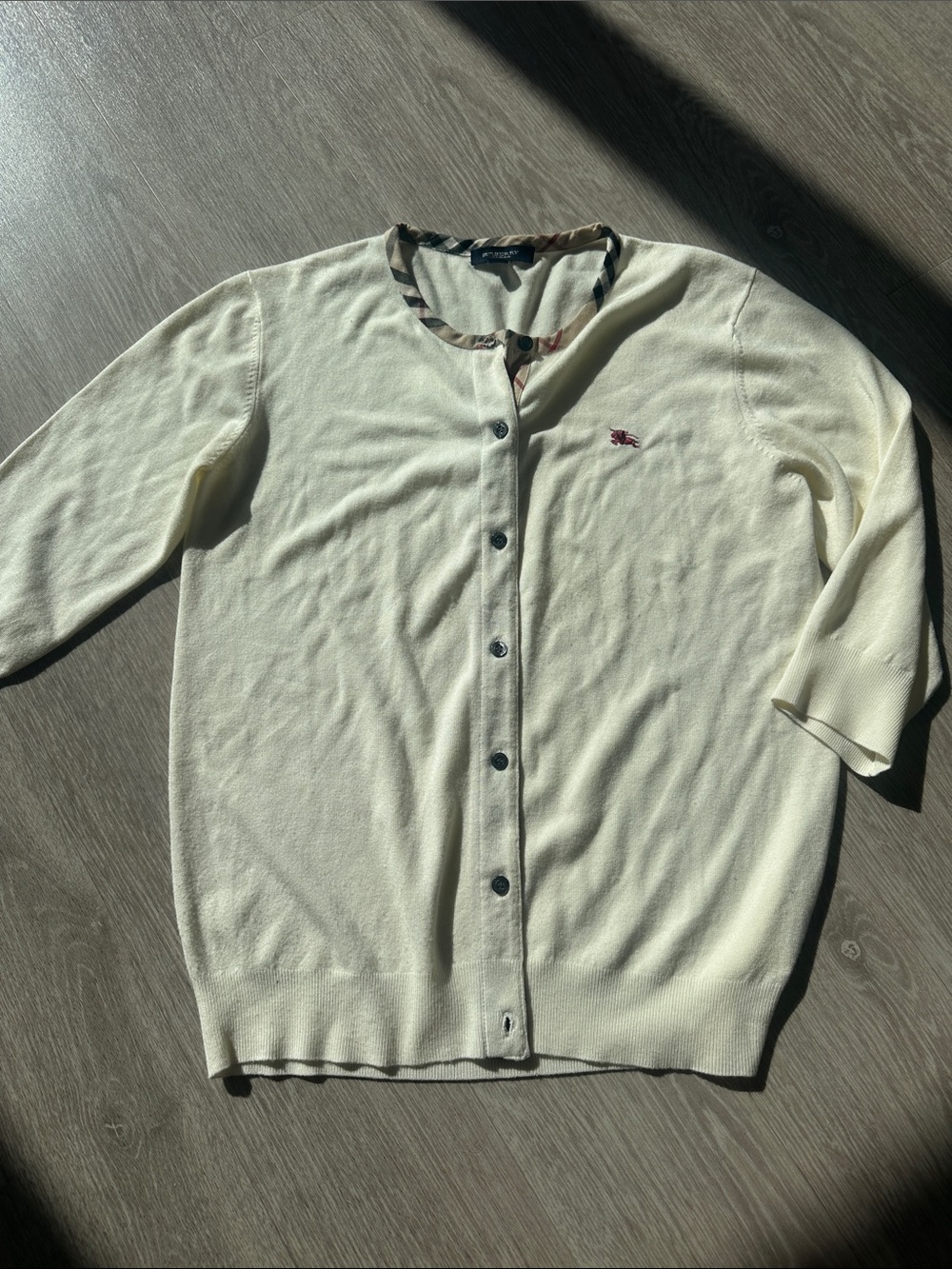 Burberry Cream Button-Front Women's Cardigan. Preowned. Size L.